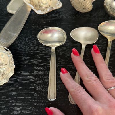 Ложка соусник перевертыш 12 см серебрение