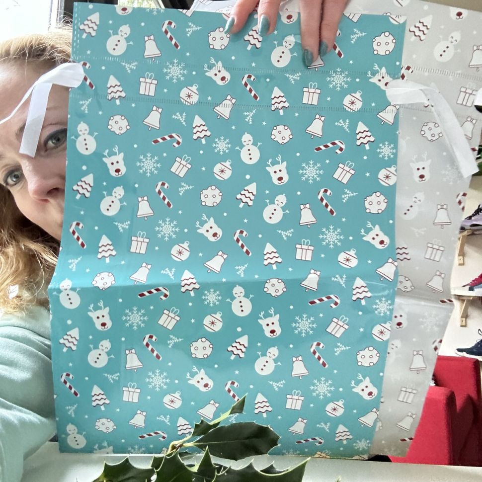 Пакет новогодний 42х29 см голубой