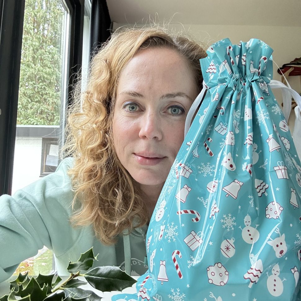 Пакет новогодний 42х29 см голубой