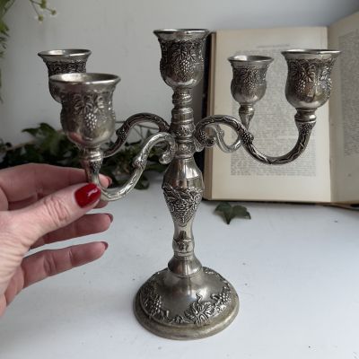 Подсвечник канделябр на 5 свечей 24 см серебрение