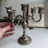 Подсвечник канделябр на 5 свечей 24 см серебрение