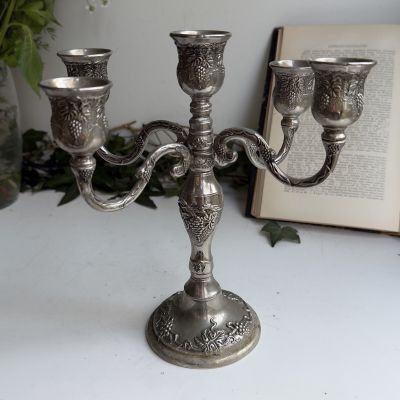 Подсвечник канделябр на 5 свечей 24 см серебрение