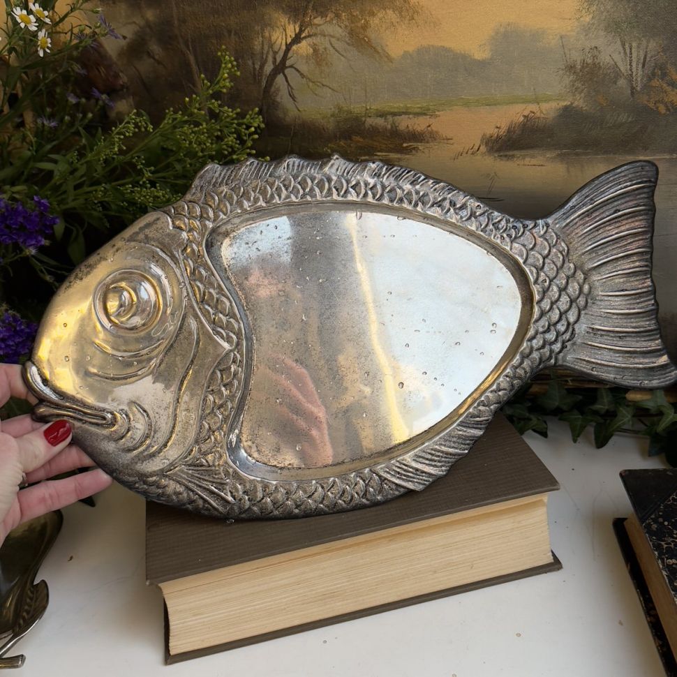Поднос 40 см Рыба серебрение Франция 