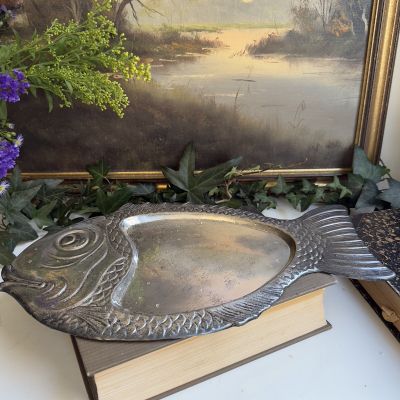 Поднос 40 см Рыба серебрение Франция 