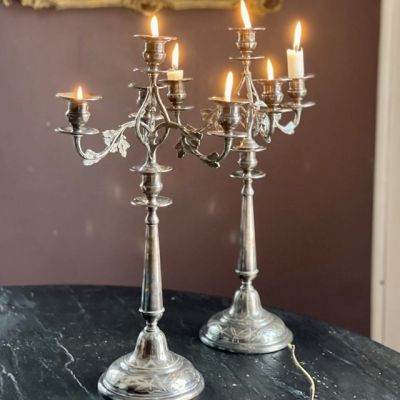 Подсвечник канделябр модерн 46 см мельхиор