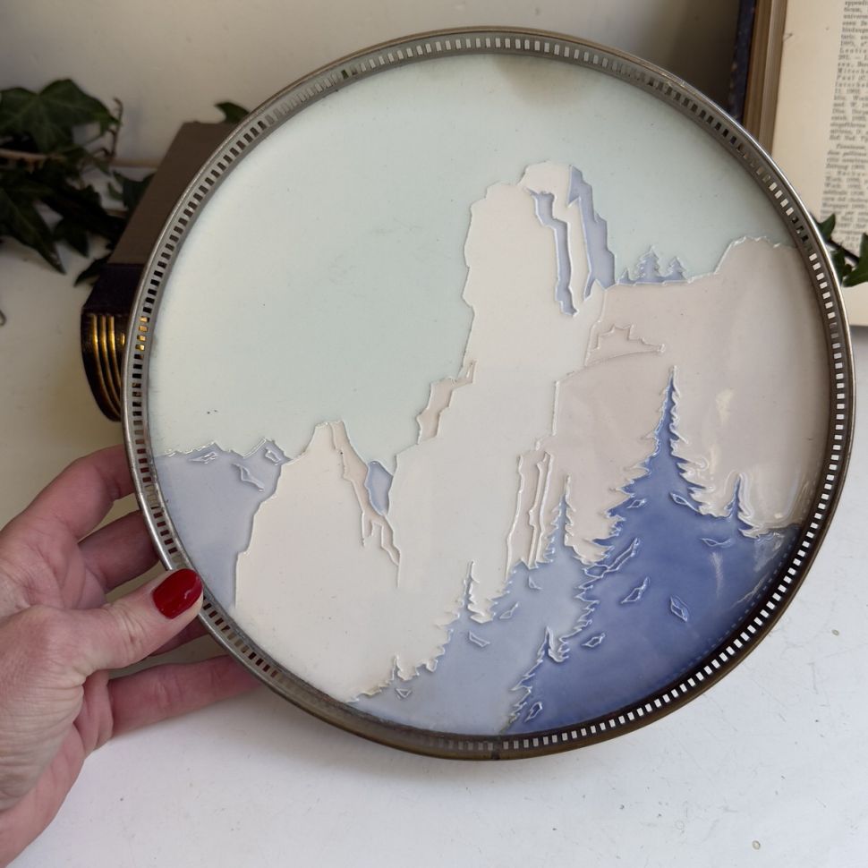 Поднос Foreign 23 см керамика серебрение Германия