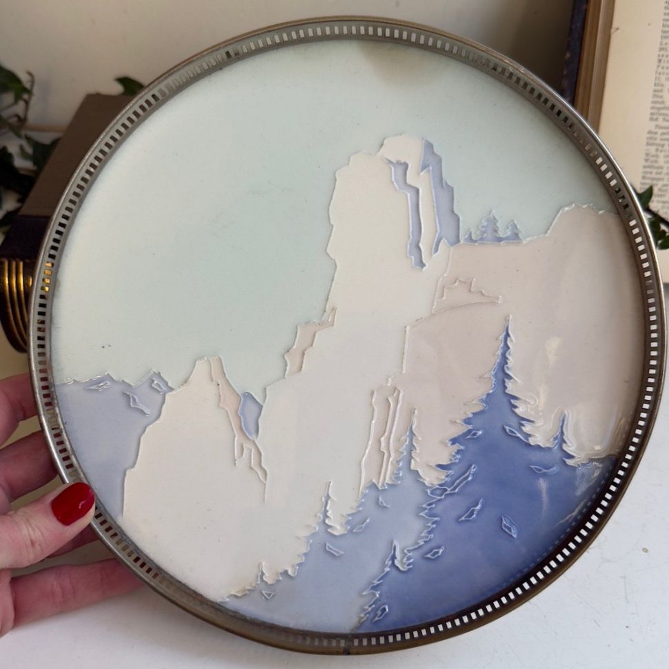 Поднос Foreign 23 см керамика серебрение Германия