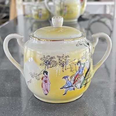 Сахарница Гейши и рикша 300 мл фарфор Япония