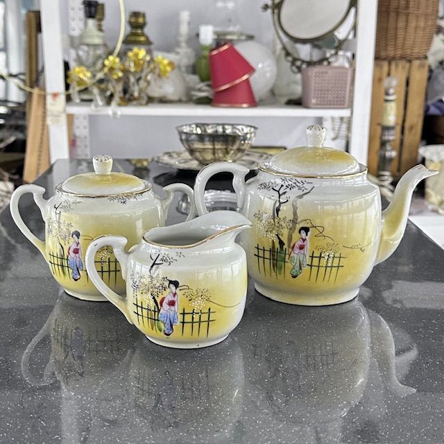 Сахарница Гейши и рикша 300 мл фарфор Япония