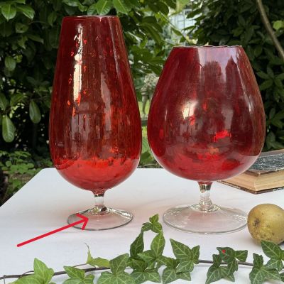 Ваза на ножке Бокал 37 см хрустальное стекло Мурано