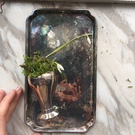 Поднос прямоугольный мельхиор 22х13