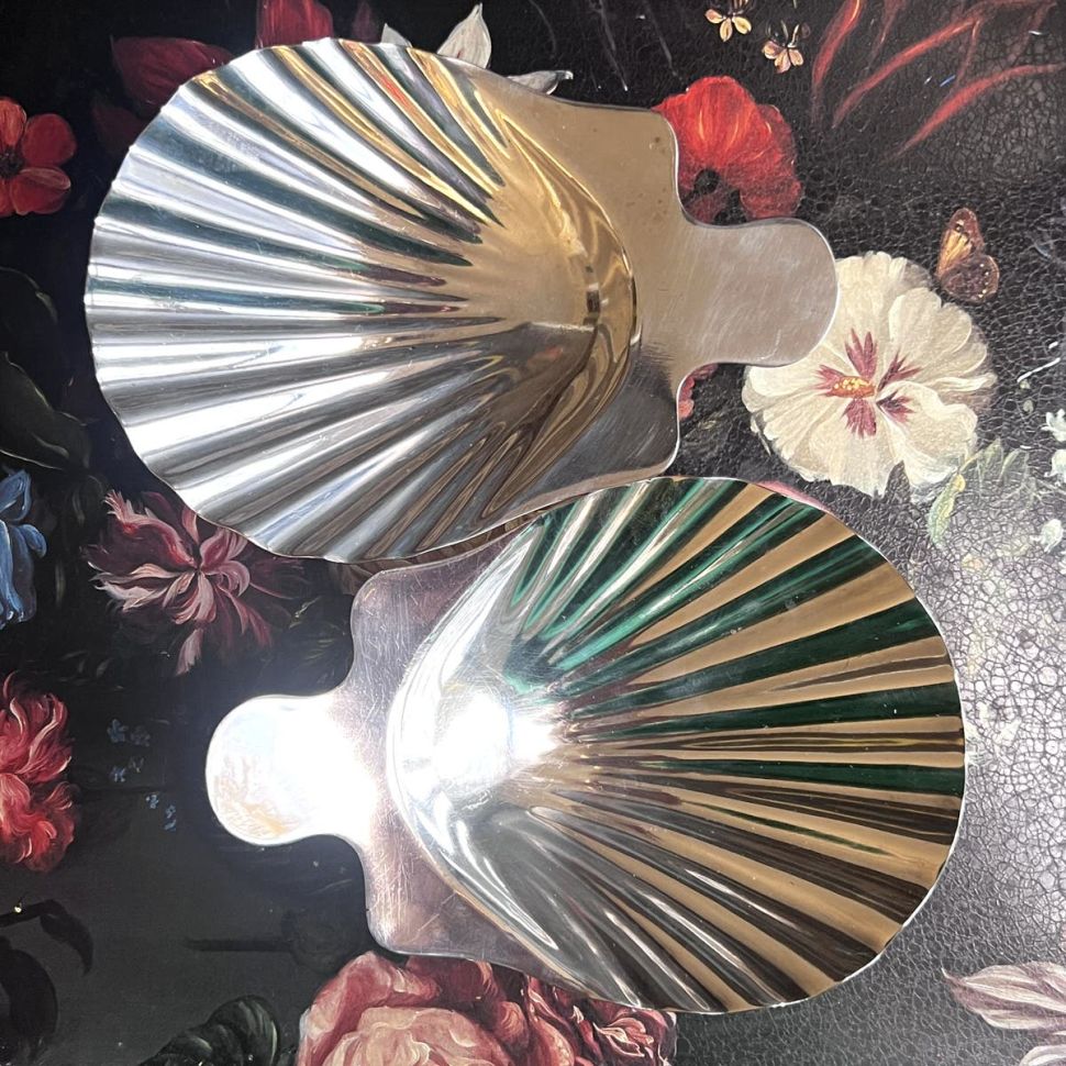 Икорница Ракушка Ercuis 15 см сталь серебрение Франция 