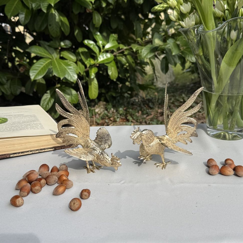 Статуэтка Петух Защищающийся 16 см серебристый