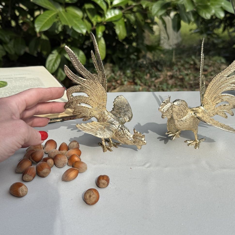 Статуэтка Петух Защищающийся 16 см серебристый