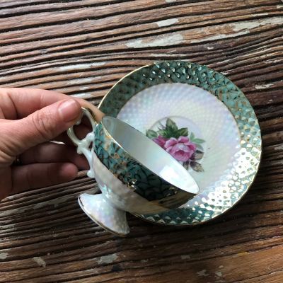 Кофейная пара 100 мл перламутр позолота фарфор