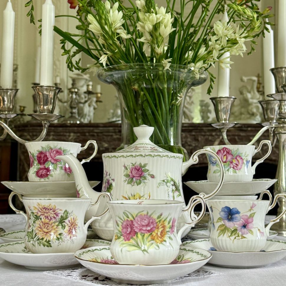 Чайная пара Queens Цветы месяца Январь 220 мл фарфор Англия