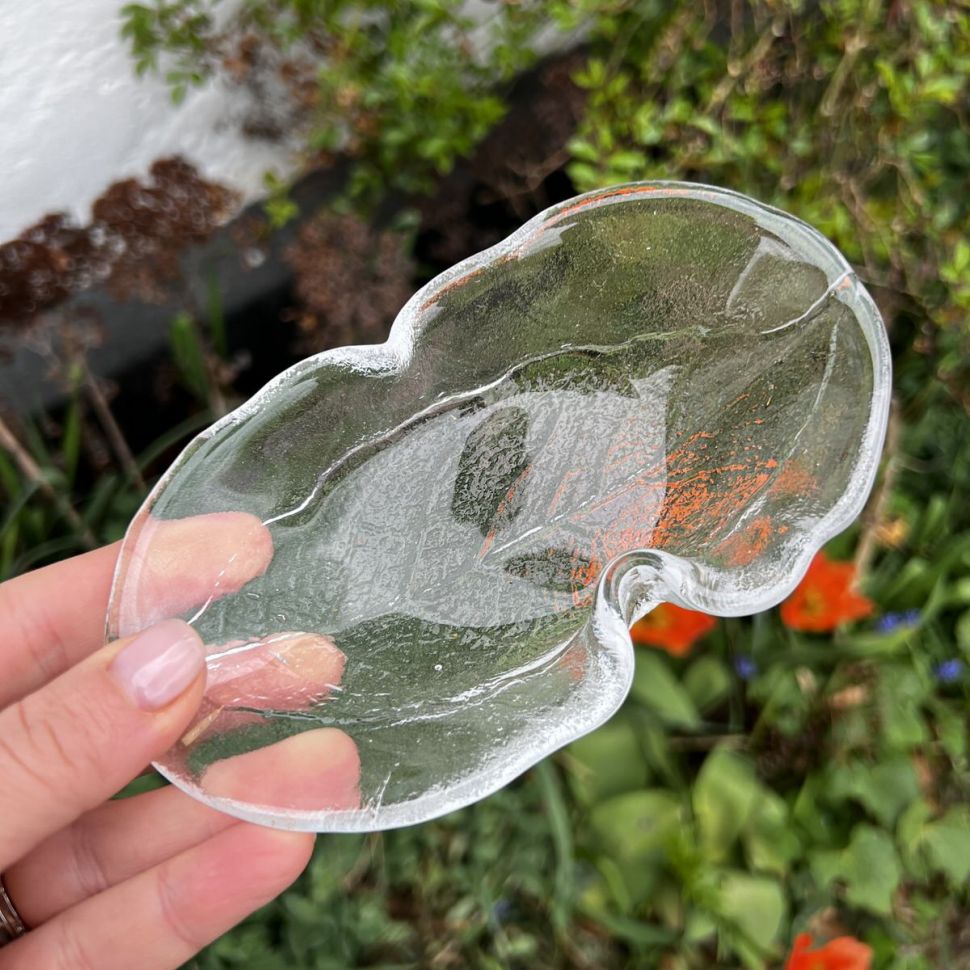 Блюдо розетка фигурное 16 см Лист хрусталь löv