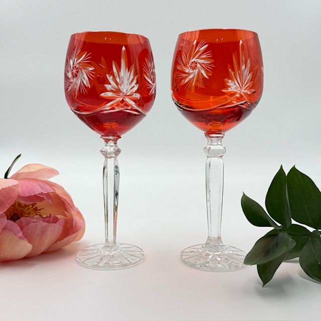 Бокал оранжевый набор 2 шт 350 мл цветной хрусталь Германия