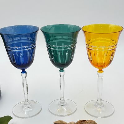 Бокалы тюльпан набор 3 шт 200 мл цветной хрусталь Чехия