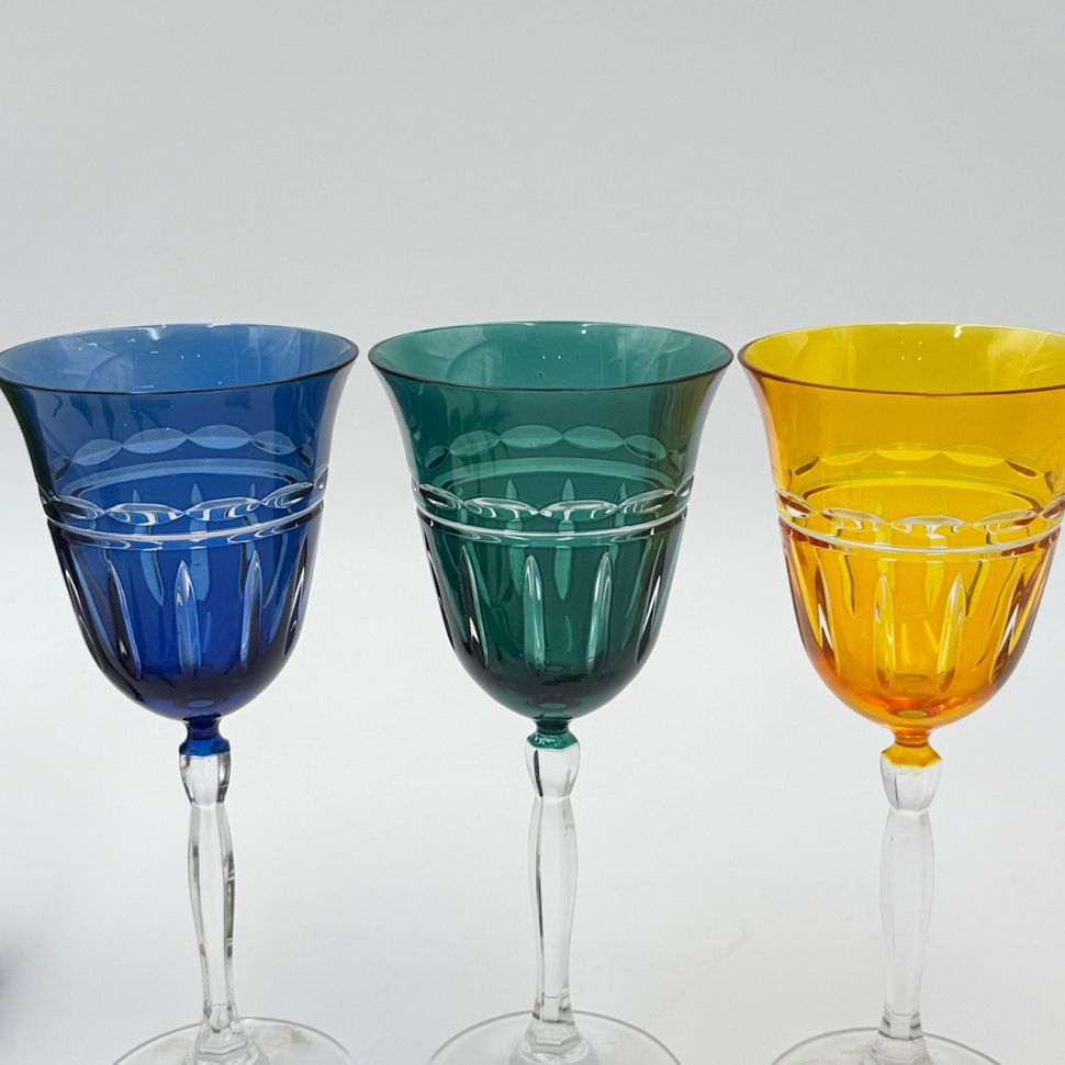 Бокалы тюльпан набор 3 шт 200 мл цветной хрусталь Чехия