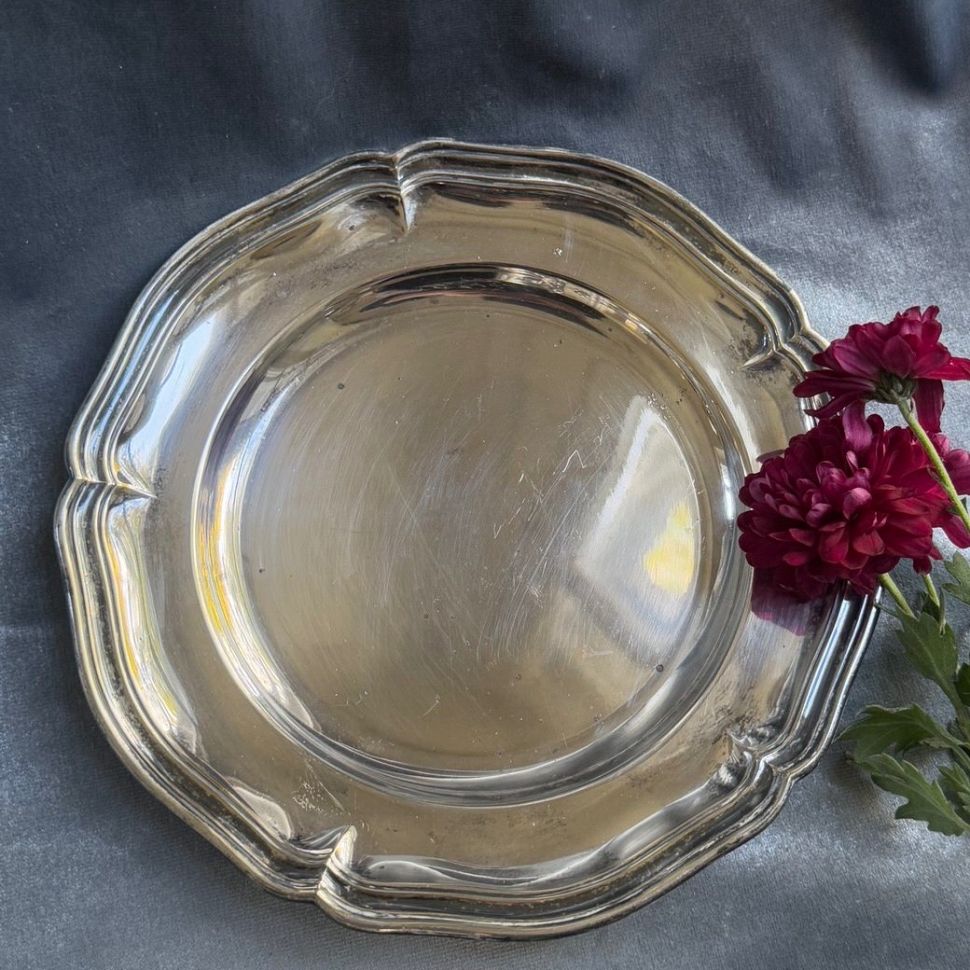 Блюдо поднос Волны 16 см мельхиор