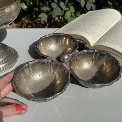 Менажница 3 чаши 25 см серебрение Франция