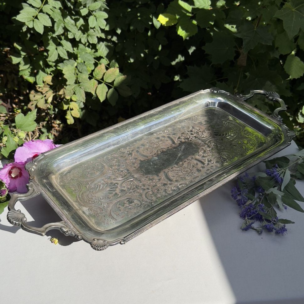 Поднос 65 см мельхиор серебрение Англия