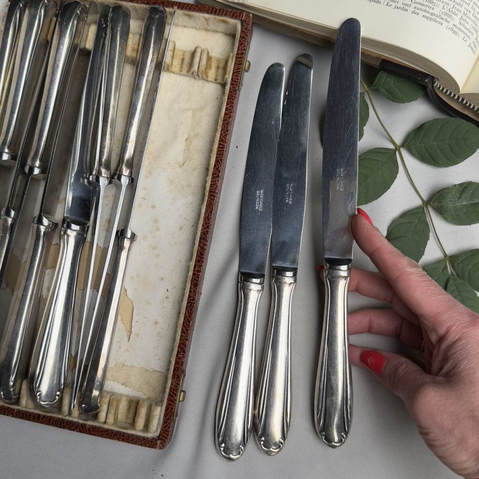 Нож столовый Solingen 26 см сталь серебрение Германия 1950 г.г.