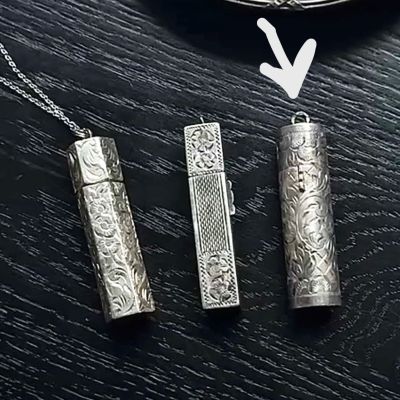 Футляр для помады 925 серебро 19-20 век цилиндр