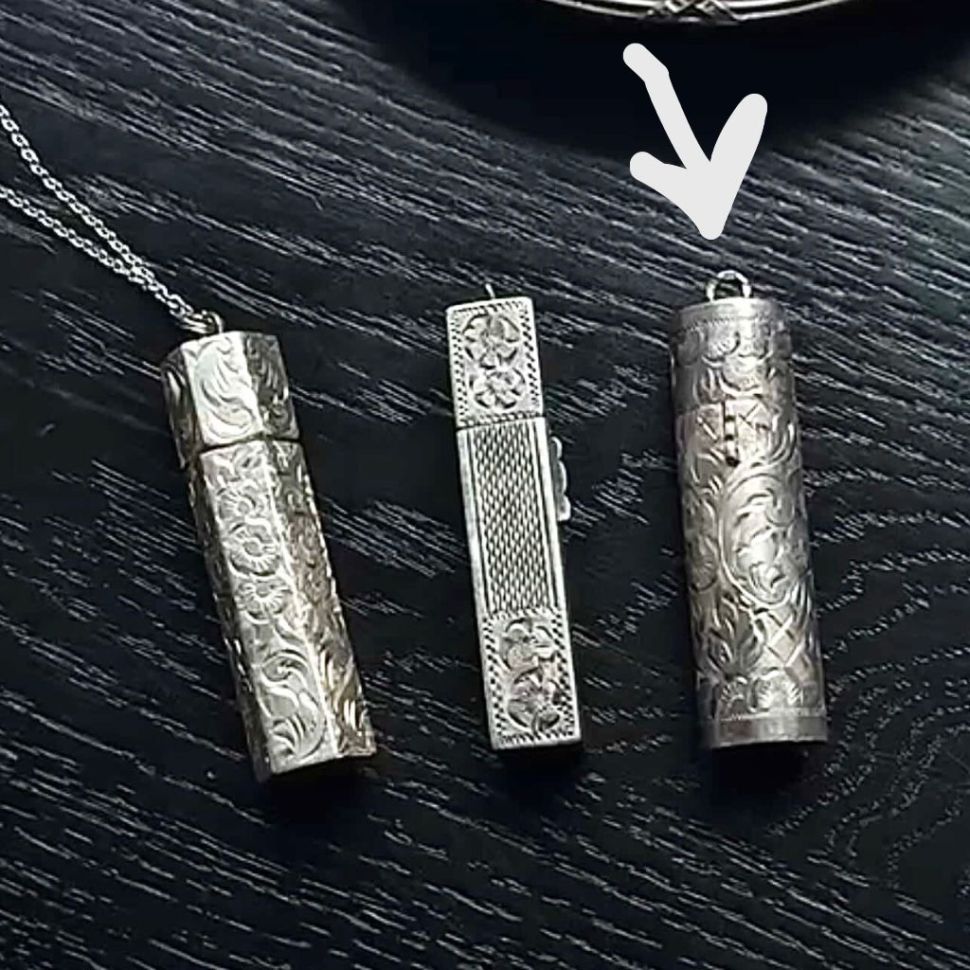 Футляр для помады 925 серебро 19-20 век цилиндр