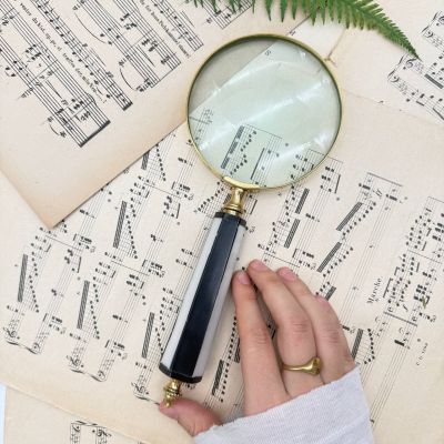 Лупа круглая для чтения Шахматы 25 см латунь