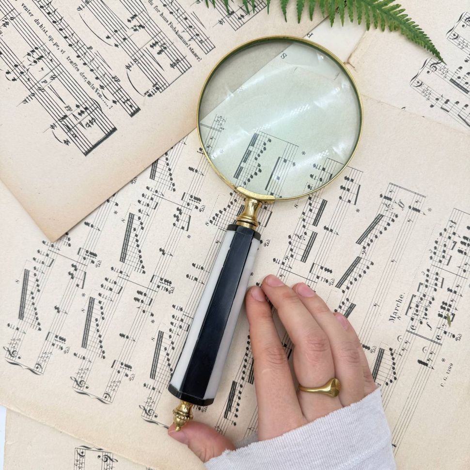 Лупа круглая для чтения Шахматы 25 см латунь