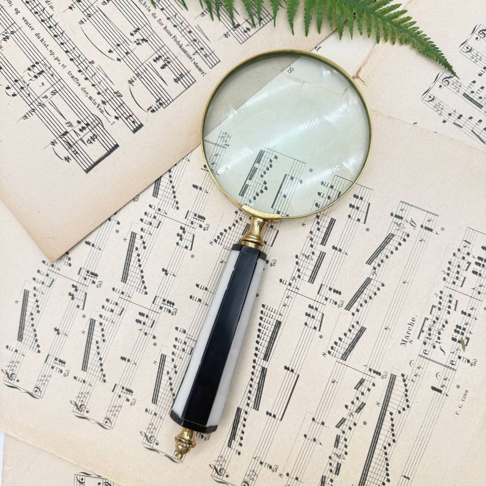 Лупа круглая для чтения Шахматы 25 см латунь