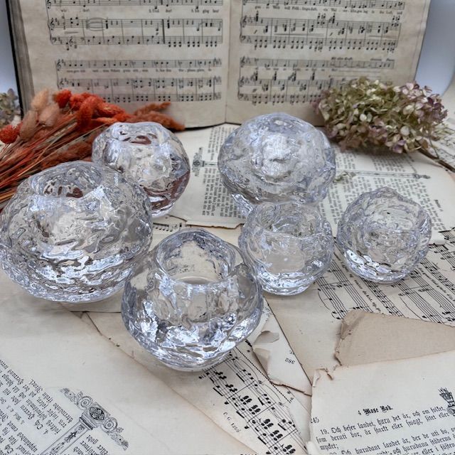 Подсвечник Kosta Boda Снежок набор 3 шт. хрусталь Швеция