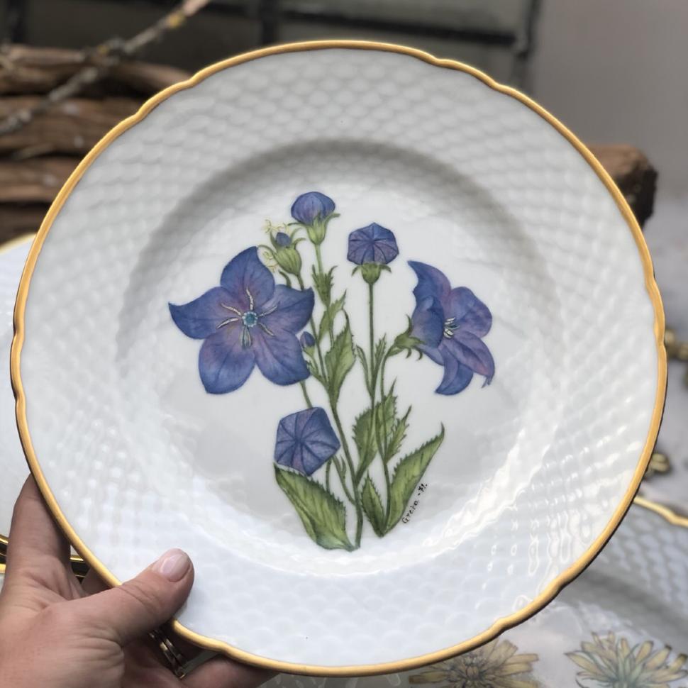 Тарелка 24 см Лен синий B&G Copenhagen Porcelain Дания