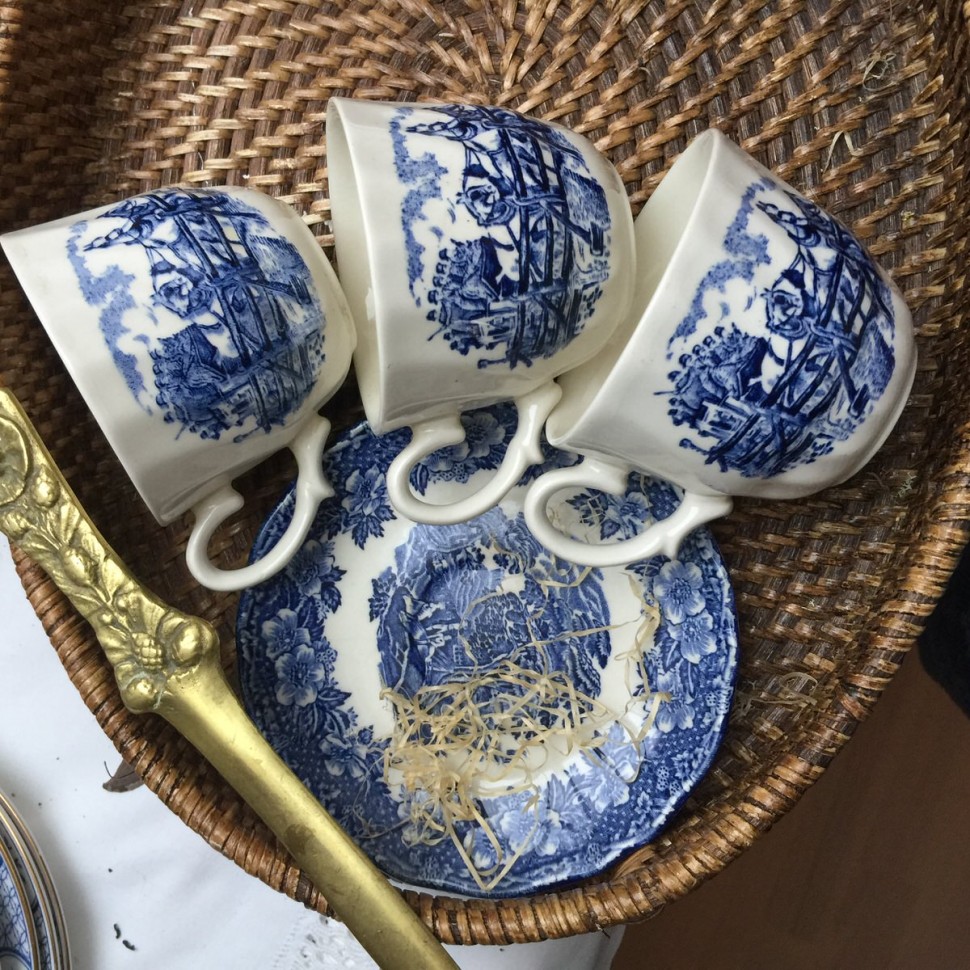 Синяя Чайная пара с каретой Wedgwood 