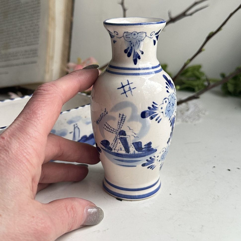 Ваза 13 см керамика ручная роспись Голландия