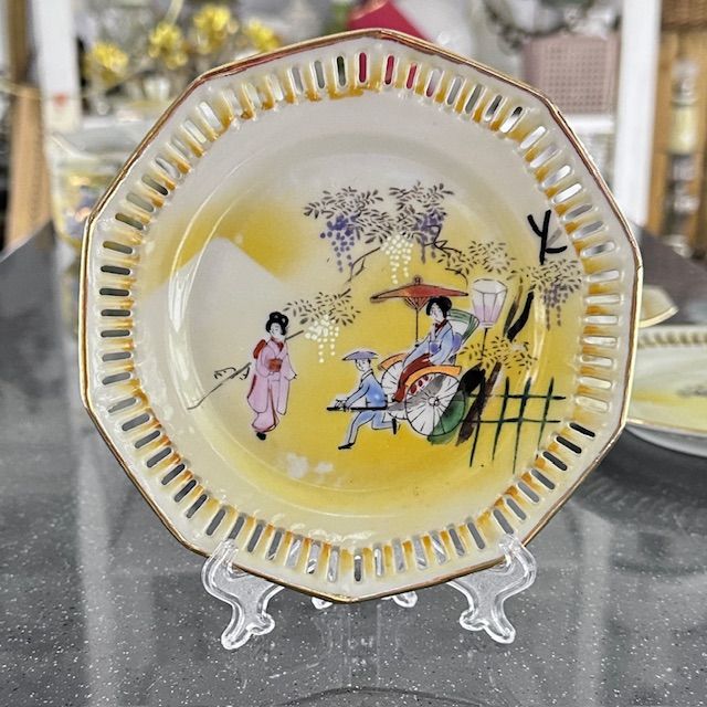 Тарелка Гейши и рикша 16 см фарфор Япония