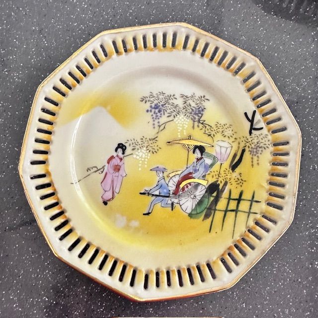 Тарелка Гейши и рикша 16 см фарфор Япония