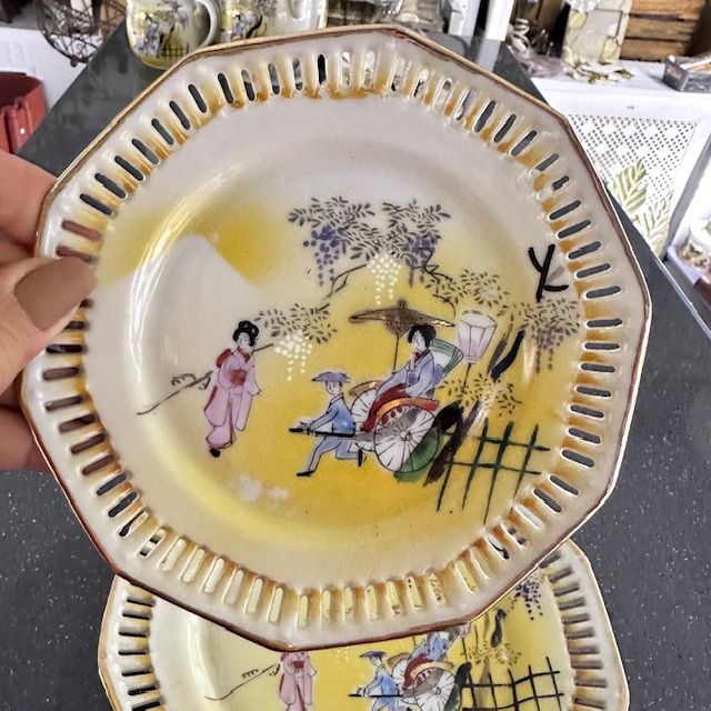 Тарелка Гейши и рикша 16 см фарфор Япония