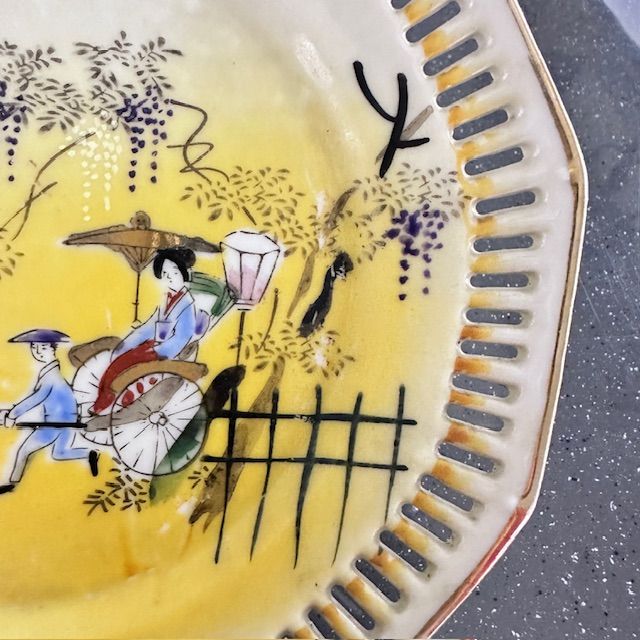 Тарелка Гейши и рикша 16 см фарфор Япония