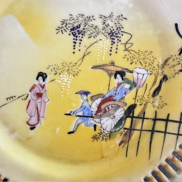 Тарелка Гейши и рикша 16 см фарфор Япония