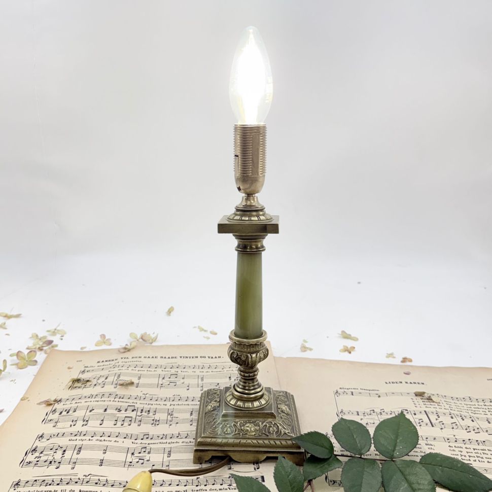 Лампа настольная Колонна 26 см латунь оникс Франция