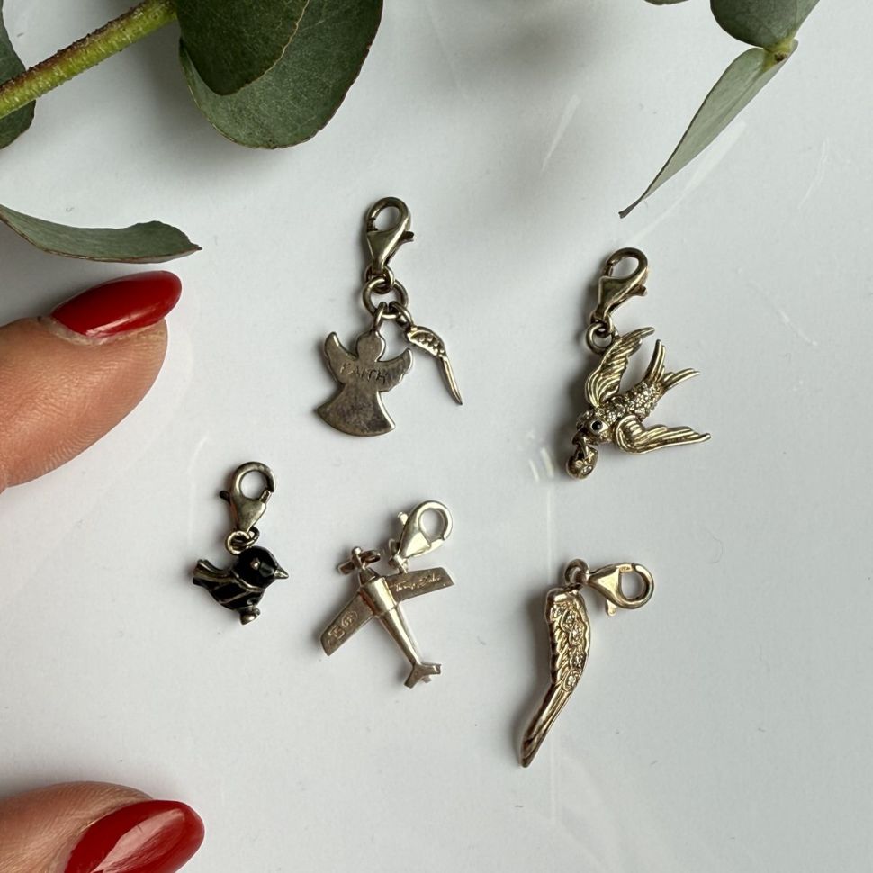 Подвеска шарм Птичка 1 см в стиле Thomas Sabo 925