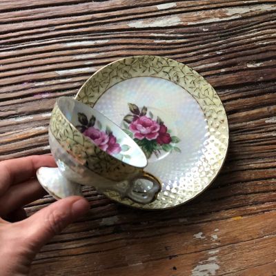 Кофейная пара 100 мл перламутр позолота фарфор