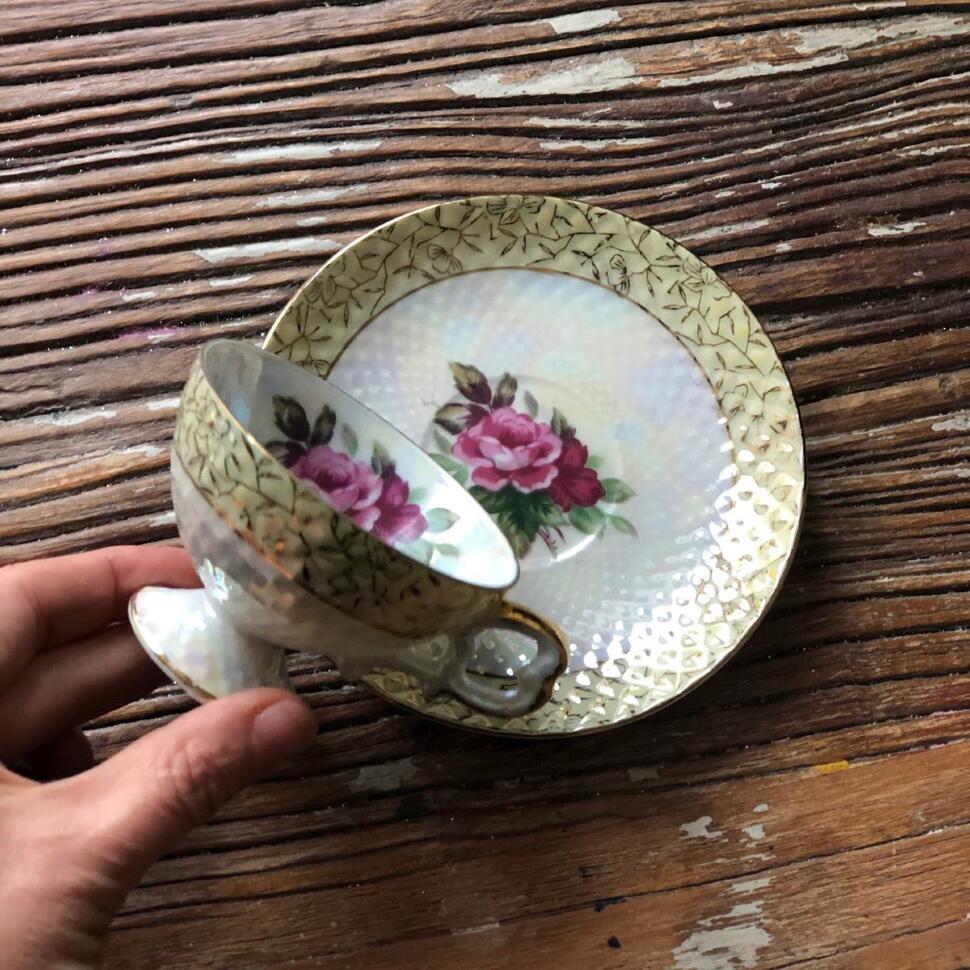 Кофейная пара 100 мл перламутр позолота фарфор