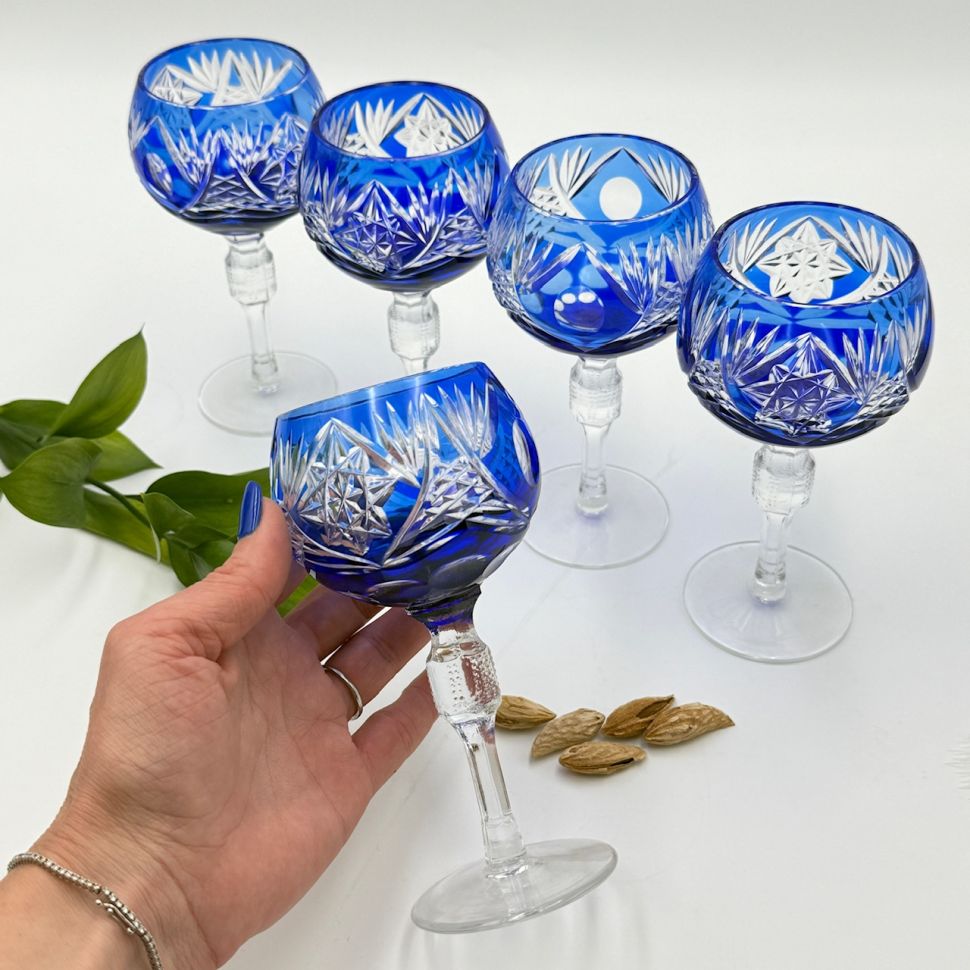 Бокал синий 200 мл накладной хрусталь Германия