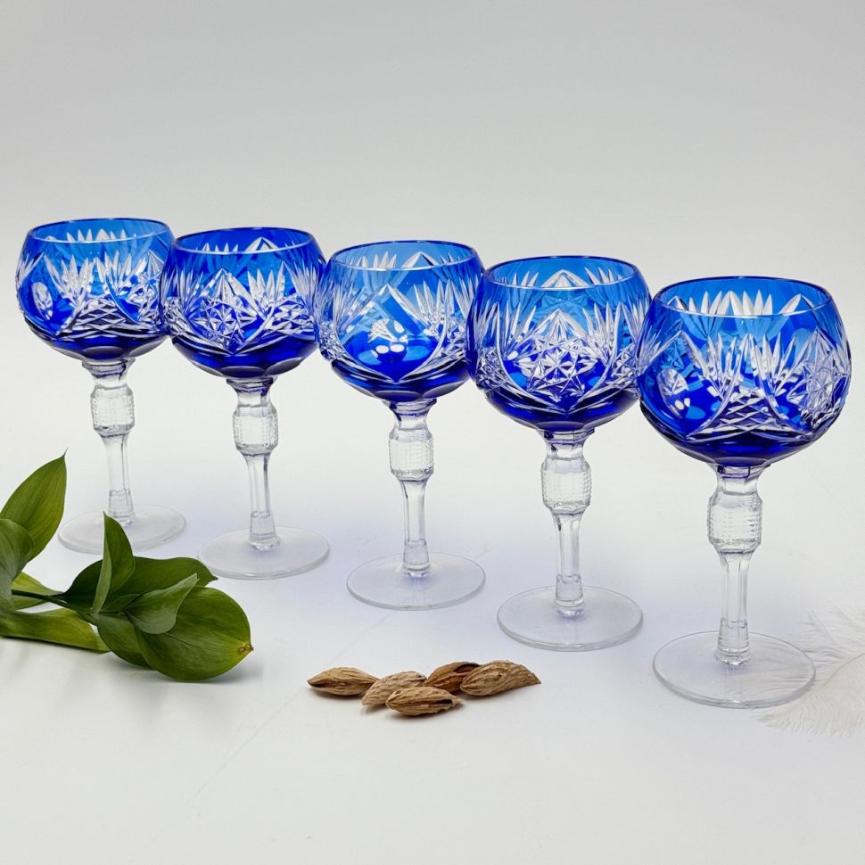 Бокал синий 200 мл накладной хрусталь Германия
