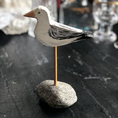 Декоративная статуэтка Чайка дерево подставка камень