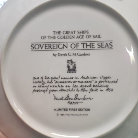 Тарелка Franklin Mint Soverein of the seas by Derek G.M.Gardner 23 см 